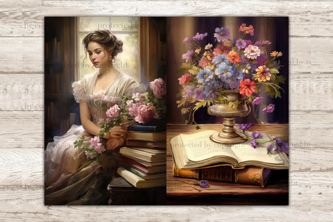 Old Library Junk Journal Pages | Vintage Journal Card SVG GlamArtZhanna 