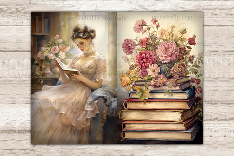 Old Library Junk Journal Pages | Vintage Journal Card SVG GlamArtZhanna 