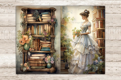 Old Library Junk Journal Pages | Vintage Journal Card SVG GlamArtZhanna 