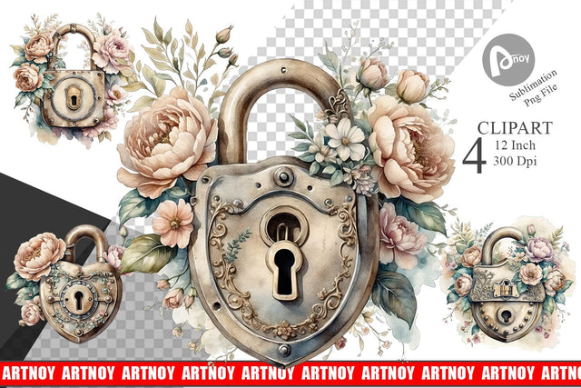 Old Padlock Clipart Sublimation artnoy 
