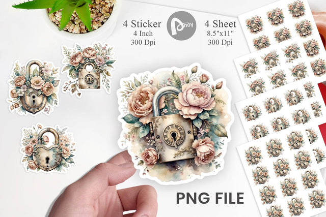 Old Padlock Sticker Sublimation artnoy 