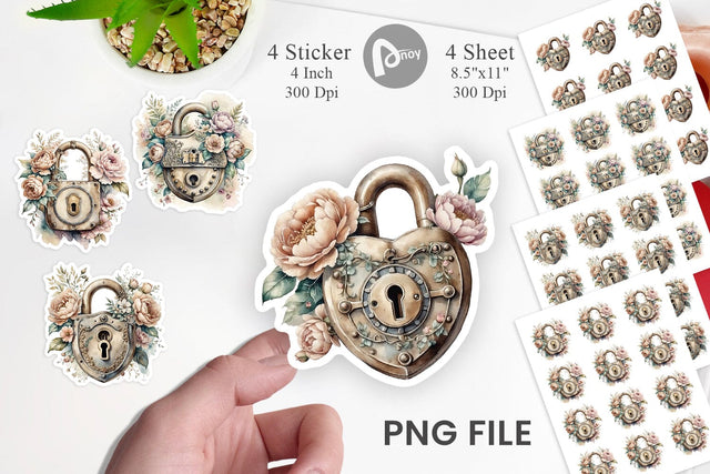 Old Padlock Sticker Sublimation artnoy 