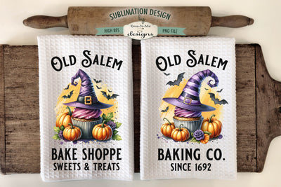 Old Salem Witch Hat Cupcakes | Halloween Kitchen Towel Sublimation Sublimation Ewe-N-Me Designs 