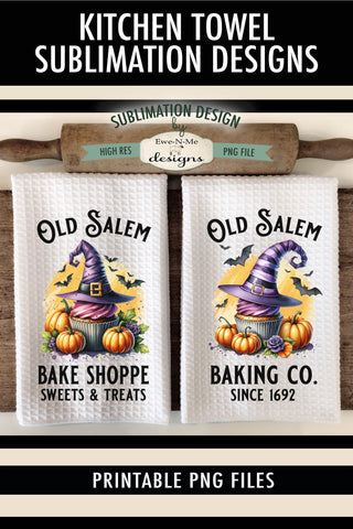 Old Salem Witch Hat Cupcakes | Halloween Kitchen Towel Sublimation Sublimation Ewe-N-Me Designs 