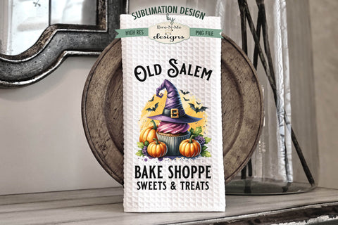 Old Salem Witch Hat Cupcakes | Halloween Kitchen Towel Sublimation Sublimation Ewe-N-Me Designs 