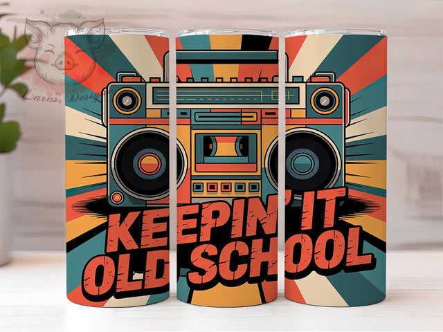 Old School Music 20oz Tumbler, Old School Wrap, Vintage Music Sublimation Design, Nostalgic Music Lover Quote, 20oz Tumbler Wrap, Sublimation Design PNG, Music Gift Sublimation Lara' s Designs 