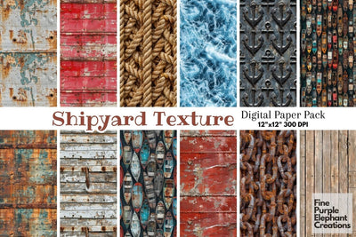 Old Shipyard Texture Digital Paper - Summer Boating Digital Pattern Fine Purple Elephant Creations 