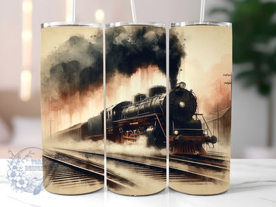 Old Steam Train 20oz Skinny Tumbler, Train Sketch Tumbler Png, Straight & Tapered Tumbler Wrap, Instant Digital Download Sublimation ToriDesigns 