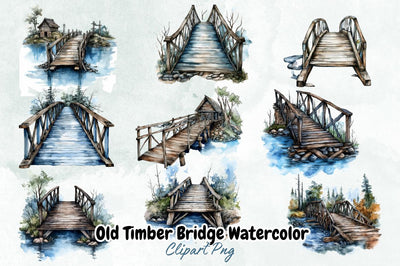 Old Timber Bridge Watercolor Sublimation Bundle Sublimation Designangry 