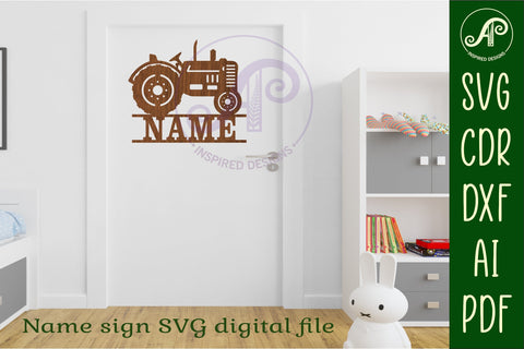 Old tractor name sign svg laser cut file SVG APInspireddesigns 