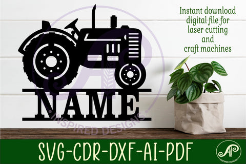 Old tractor name sign svg laser cut file SVG APInspireddesigns 