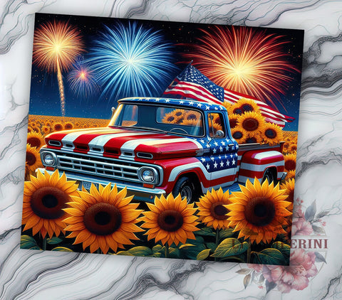 Old Truck American Flag 20oz Tumbler Wrap PNG, Patriotic Truck Tumbler Png, Straight & Tapered Tumbler Wrap, Instant Digital Download Sublimation Li Zamperini 