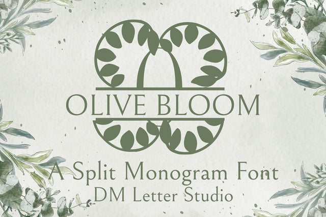 Olive Bloom Split Monogram Font Dm Letter Studio 