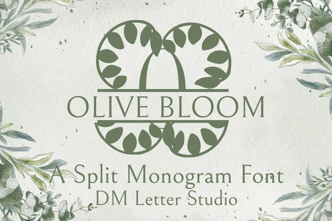 Olive Bloom Split Monogram Font Dm Letter Studio 