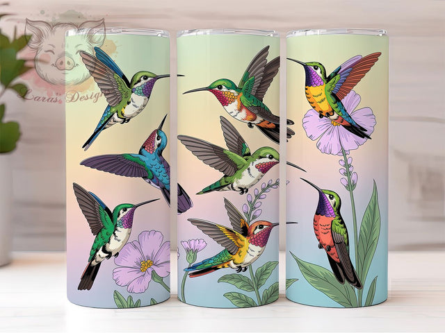 Ombre Hummingbird Floral Tumbler, Ombre Gradient, Color Fade Design, Nature Inspired, Vibrant Bird Artwork, Tumbler Wrap, Sublimation Design, 20oz Tumbler, Botanical Theme Sublimation Lara' s Designs 