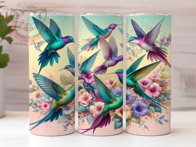 Ombre Hummingbird Floral Tumbler, Ombre Gradient, Color Fade Design, Nature Inspired, Vibrant Bird Artwork, Tumbler Wrap, Sublimation Design, 20oz Tumbler, Botanical Theme Sublimation Lara' s Designs 