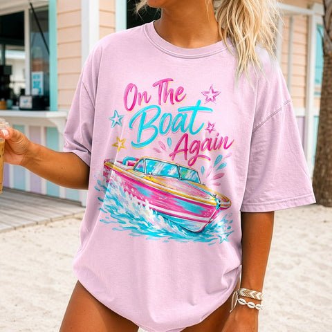 On the Boat Again png, Girly Summer Boat Design Sublimation The Vintage Signs Shop 