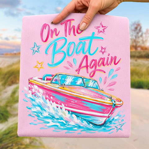 On the Boat Again png, Girly Summer Boat Design Sublimation The Vintage Signs Shop 