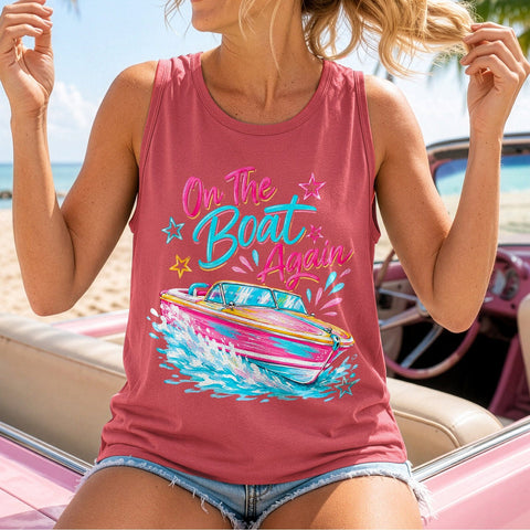 On the Boat Again png, Girly Summer Boat Design Sublimation The Vintage Signs Shop 
