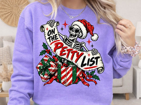 On The Petty List Christmas Skeleton PNG SVG DesignDestine 