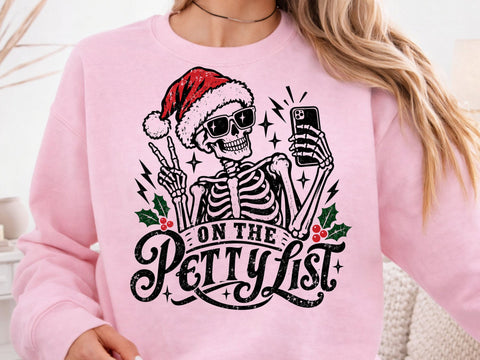 On The Petty List Skeleton Christmas PNG SVG DesignDestine 