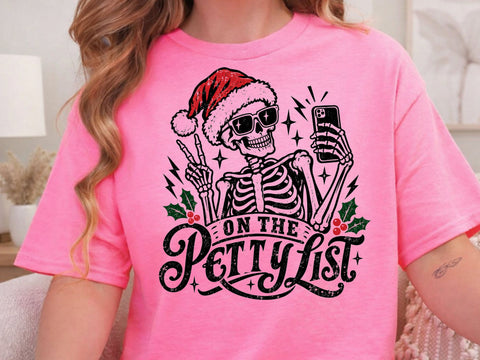 On The Petty List Skeleton Christmas PNG SVG DesignDestine 
