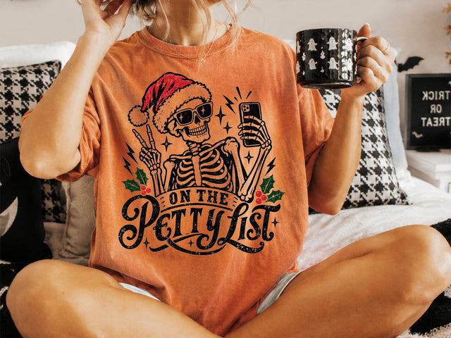 On The Petty List Skeleton Christmas PNG SVG DesignDestine 