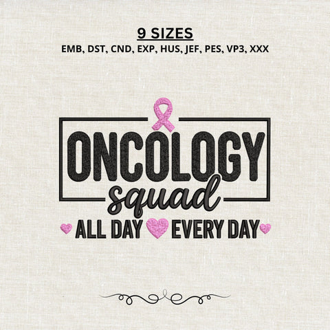 Oncology Squad Embroidery Design – Breast Cancer Awareness Pink Ribbon Machine Embroidery File Embroidery/Applique DESIGNS PatternFeed8 