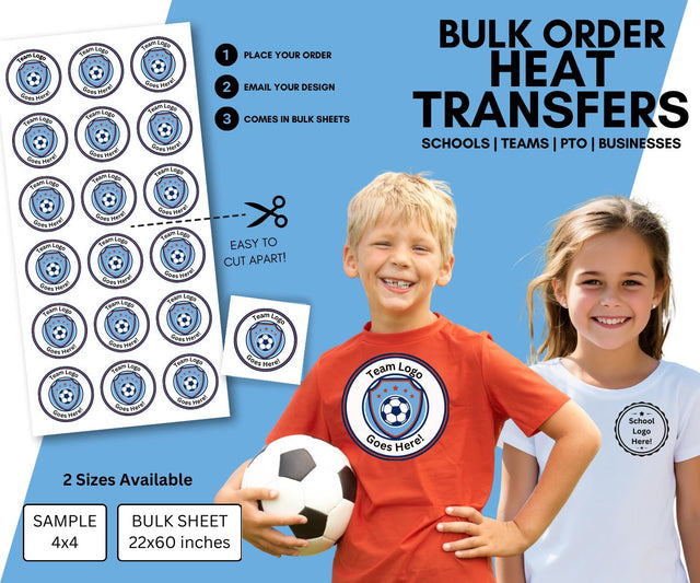 One-Click Bulk Heat Transfers for Schools, Teams & Businesses Physical So Fontsy T-Shirt Iron-On Transfer Shop Sample 4x4 