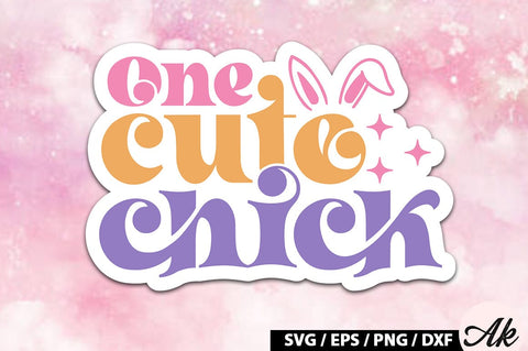 One cute chick Retro Sticker SVG akazaddesign 