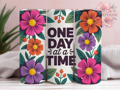 One Day At A Time 20oz Tumbler Wrap, Boho Quotes, Mindfulness Reminder, Positive Affirmation, Inspirational Gift, 20oz Tumbler Wrap, Sublimation PNG Sublimation Li Zamperini 