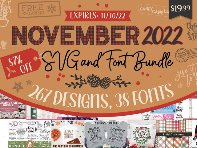 One Day Only Throwback! November 2022 SVG and Font Bundle Bundle So Fontsy Design Shop 