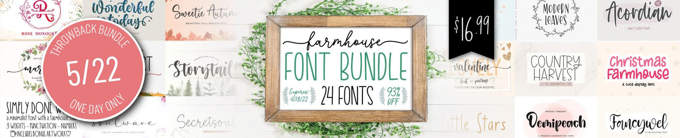 One Day Throwback! Farmhouse Font Bundle - 1 Day Only [Reg. $234]