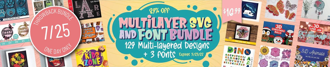 One Day Throwback! Multilayer SVG and Font Bundle