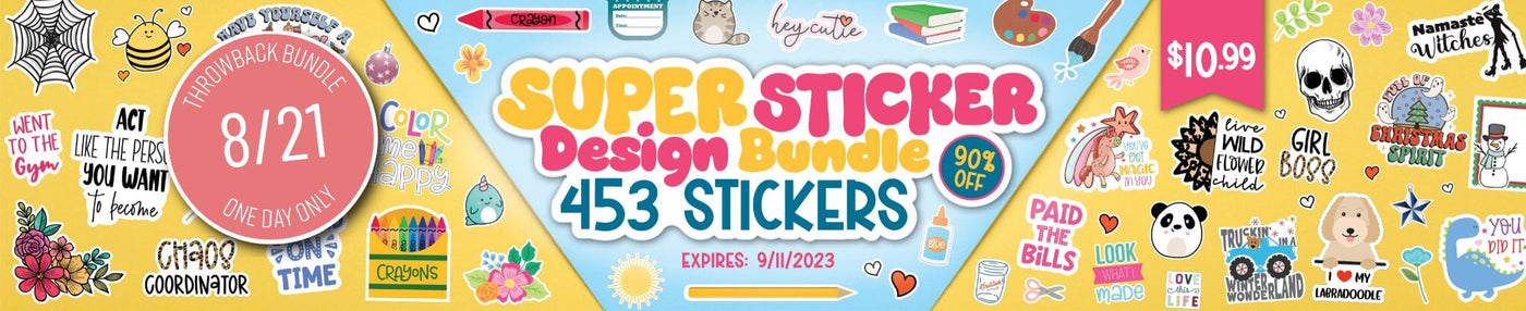 One Day Throwback! Super Sticker Design Bundle | 90% Off [Reg. $105]