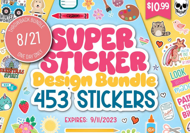 One Day Throwback! Super Sticker Design Bundle | 90% Off [Reg. $105] Bundle So Fontsy Design Shop 