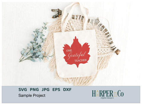 One Grateful Teacher Leaf SVG PNG Cut EPS File SVG HarperNCo 