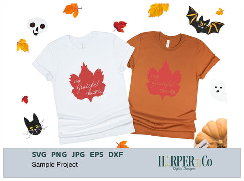 One Grateful Teacher Leaf SVG PNG Cut EPS File SVG HarperNCo 