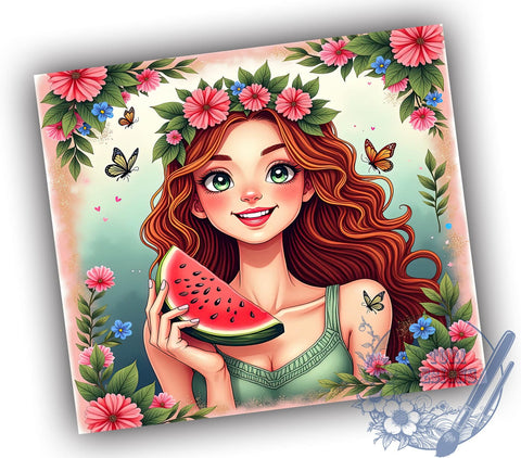 One in a Melon, Girl Tumbler, 20oz Wrap, Sublimation Design, Watermelon Theme, Summer Vibes, Digital Download Sublimation ToriDesigns 