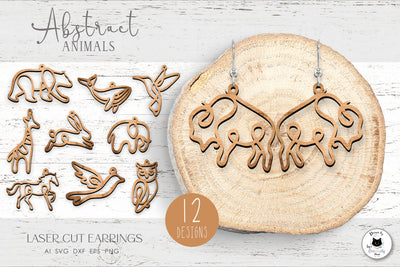 One Line Animal Earrings Laser Cut Bundle SVG Ivy's Creativity House 
