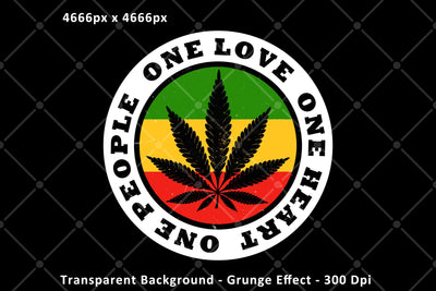 One Love One Heart One People Rasta Colors Cannabis Weed Png Sublimation Karma Genie Graphics 
