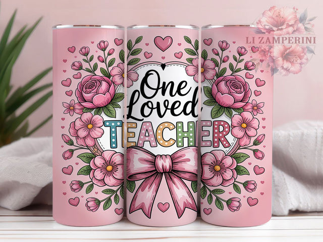 One Loved Teacher Coquette Appreciation Tumbler, One Loved Teacher, Coquette Design Tumbler, 20oz Teacher Gift, School Staff Tumbler, Appreciation Teacher Wrap Sublimation Li Zamperini 