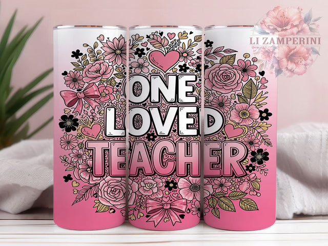 One Loved Teacher Coquette Appreciation Tumbler, One Loved Teacher, Coquette Design Tumbler, 20oz Teacher Gift, School Staff Tumbler, Appreciation Teacher Wrap Sublimation Li Zamperini 