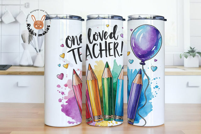 One Loved Teacher Tumbler Png Sublimation Design, Teacher Tumbler, Valentine's Day Teacher Tumbler Png, Teacher Png, Tumbler Png Downloads Sublimation Rabbitmakies 