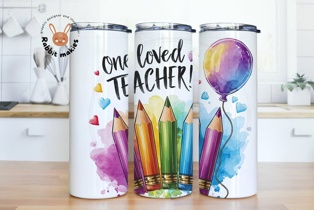 One Loved Teacher Tumbler Png Sublimation Design, Teacher Tumbler, Valentine's Day Teacher Tumbler Png, Teacher Png, Tumbler Png Downloads Sublimation Rabbitmakies 