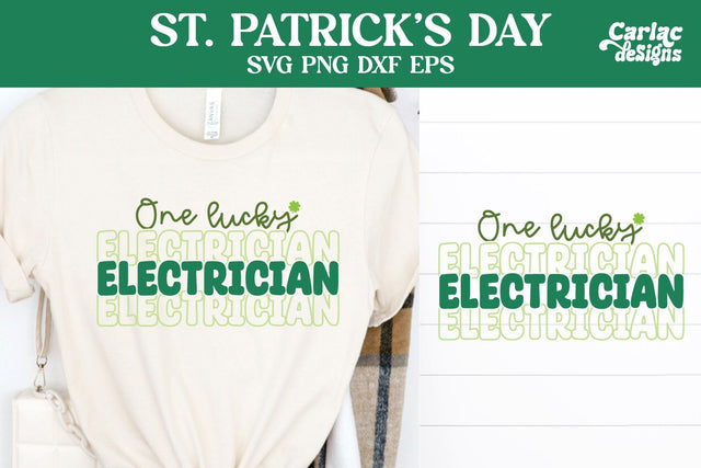 One Lucky Electrician SVG, St Patrick's Day SVG SVG Carla C Designs 