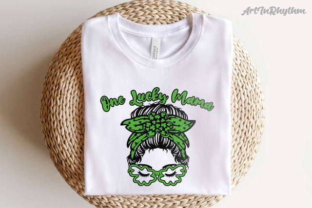 One Lucky Mama Svg, St. Patrick's Day Svg, Messy Bun Mom Svg, Mama Svg SVG Artinrhythm shop 