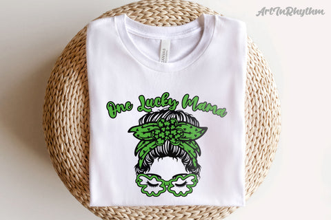One Lucky Mama Svg, St. Patrick's Day Svg, Messy Bun Mom Svg, Mama Svg SVG Artinrhythm shop 