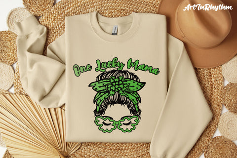 One Lucky Mama Svg, St. Patrick's Day Svg, Messy Bun Mom Svg, Mama Svg SVG Artinrhythm shop 