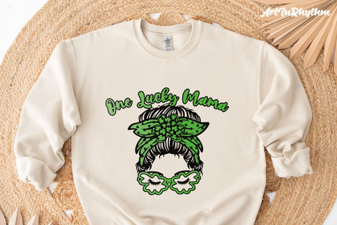 One Lucky Mama Svg, St. Patrick's Day Svg, Messy Bun Mom Svg, Mama Svg SVG Artinrhythm shop 
